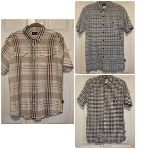Set 3 Patagonia Men’s 100% Organic Cotton Camp Shirts Size Medium Blue Cream